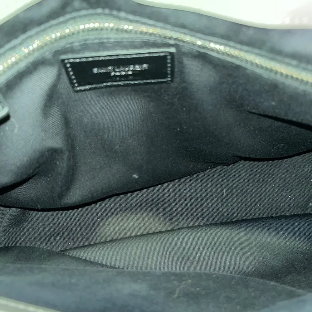 SAINT LAURENT Loulou Large Gray Matelasse Chevron Leather Shoulder Bag